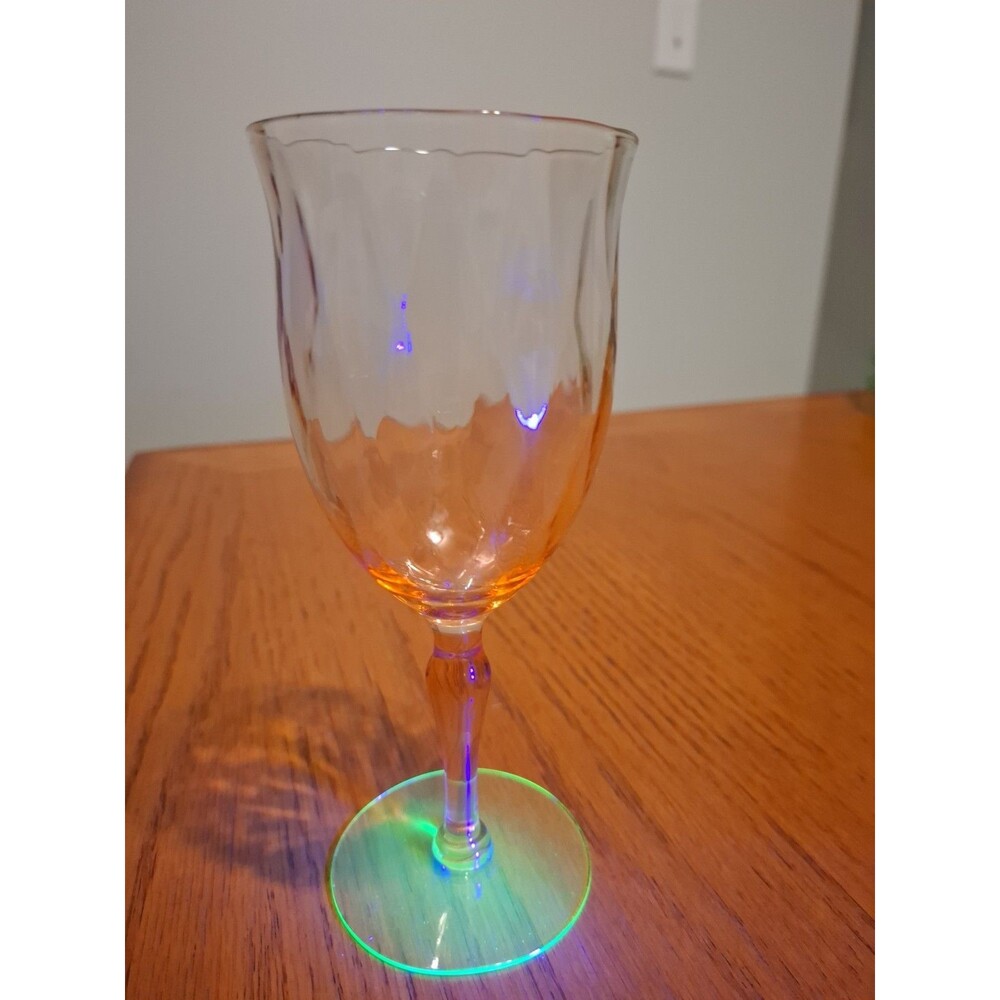 Vintage Weston Watermelon Uranium Glass Water Goblet 3345-11 Pink Green - AS IS